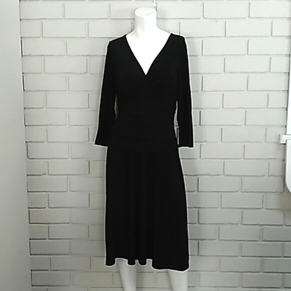 Nine West Black Ruched Sheath Dress. Size 10 - Picture 1 of 10